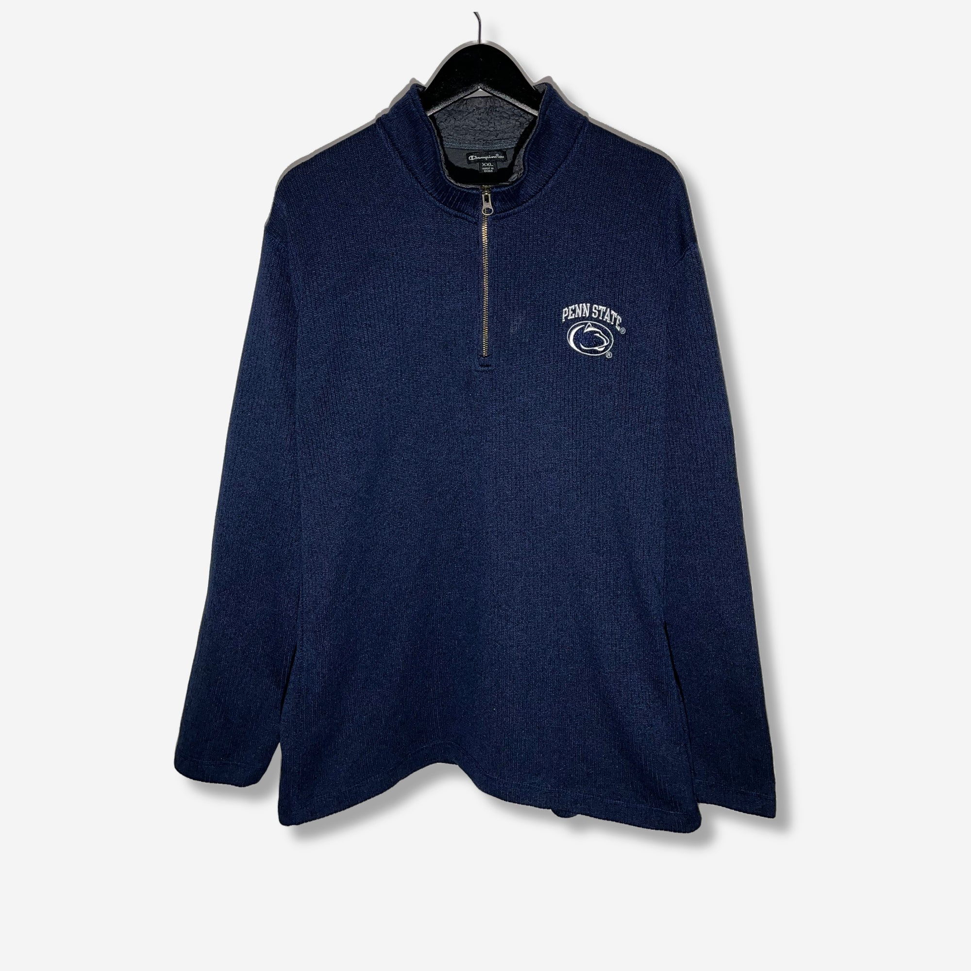 Stickad collegetröja med half-zip (XXL)