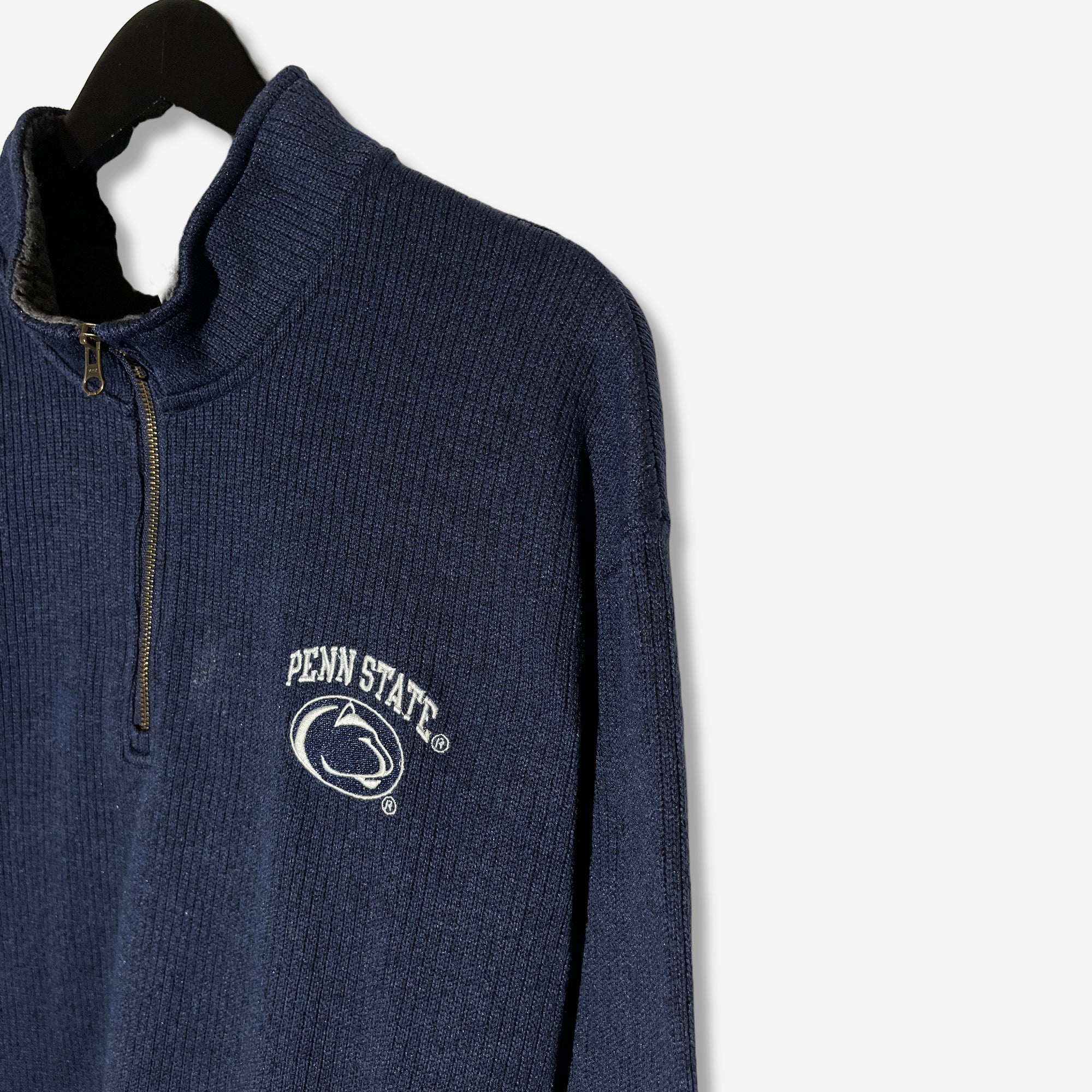Stickad collegetröja med half-zip (XXL)