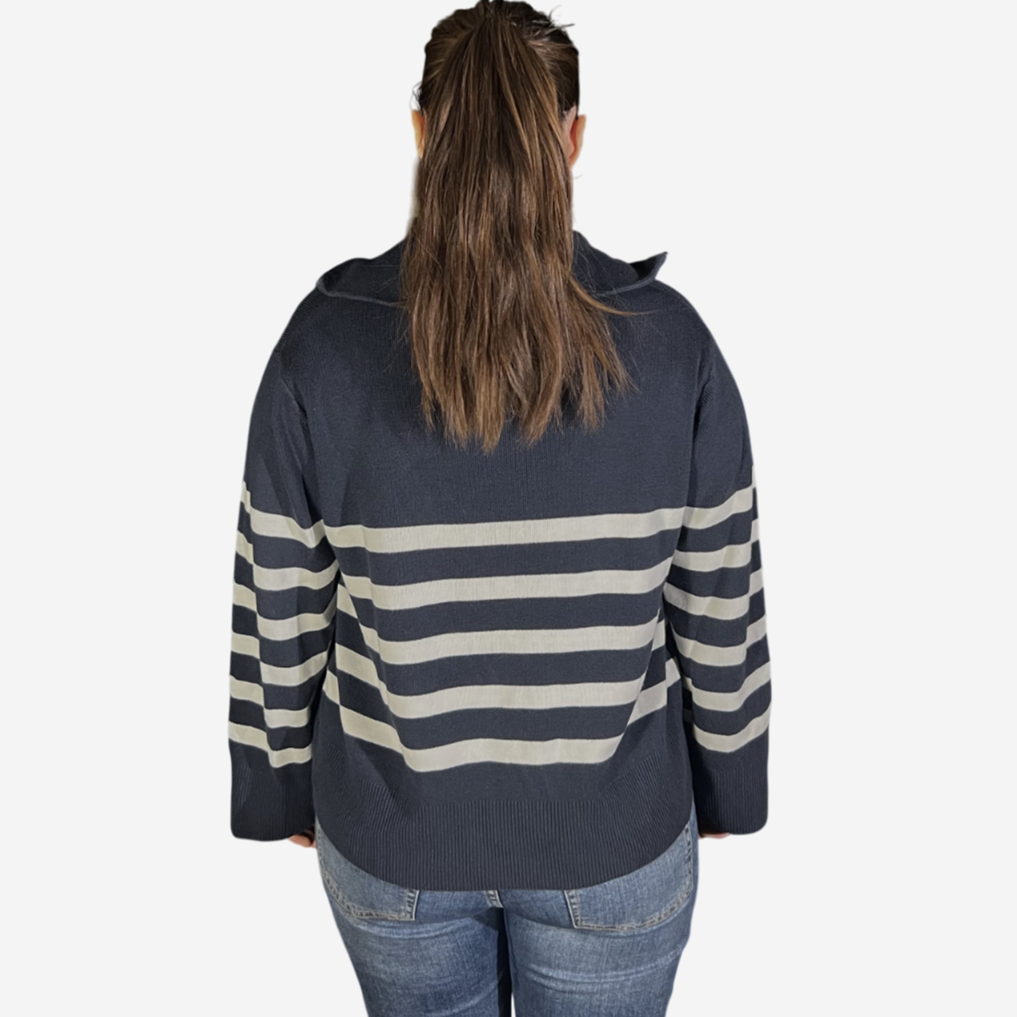 Stickad tröja med half-zip (M) - Evinto